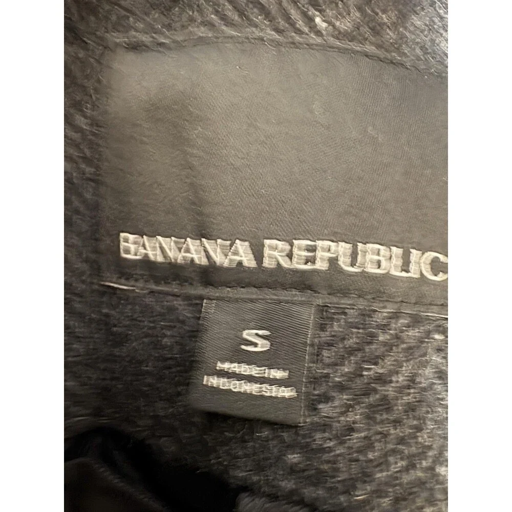 Banana Republic Coat Mens S Black Wool Herringbone Tweed Overcoat Lined